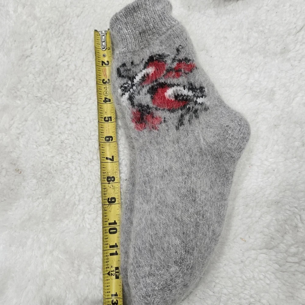 Handmade Goat Down Wool Socks Gray Bullfinch Winter Warm Soft‎ Fuzzy Unisex